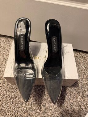 Jessica Clear Pointed Mule with Black Insole